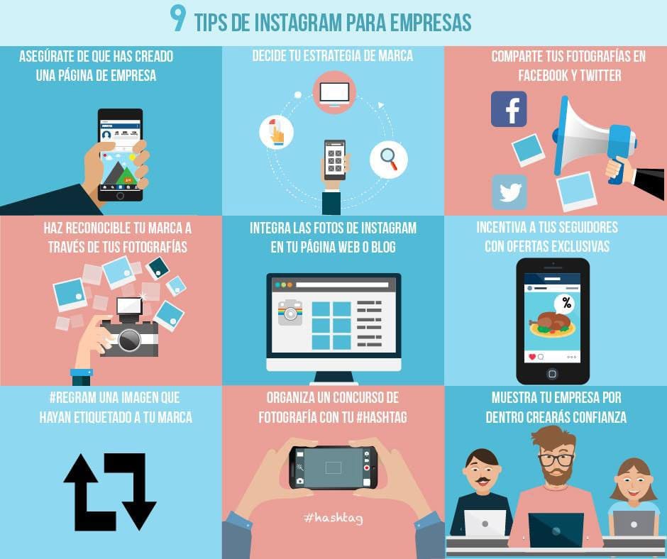 infografía 9 tips de instagram para empresas